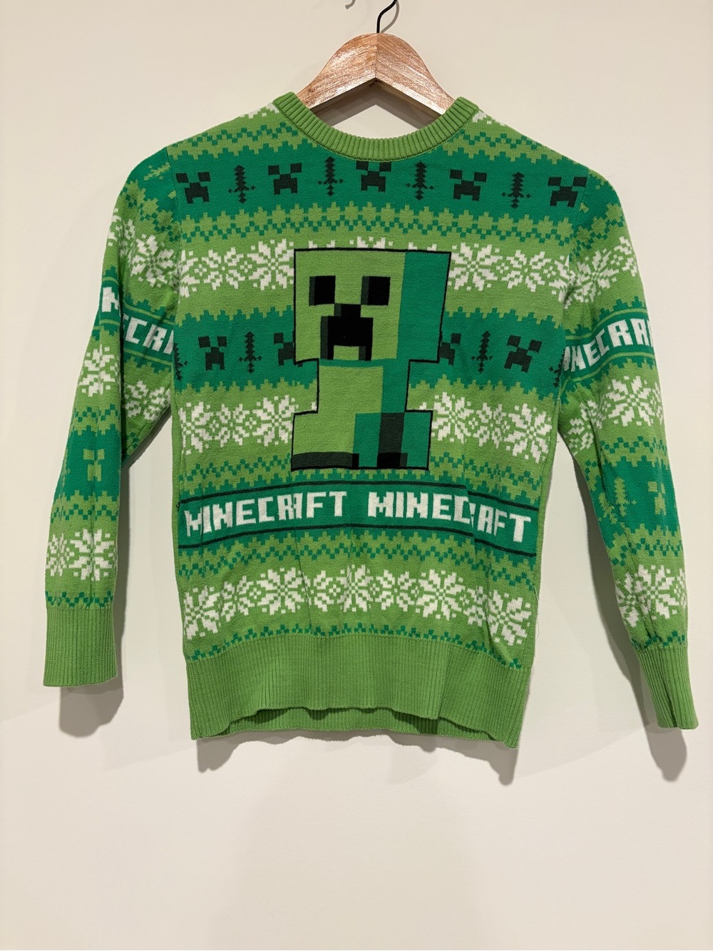 Minecraft Creeper Fair Isle Holiday Knit Sweater Mad Engine Size Medium M